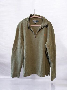 Polo by Ralph Lauren Olive Green Zip-Neck Sweater